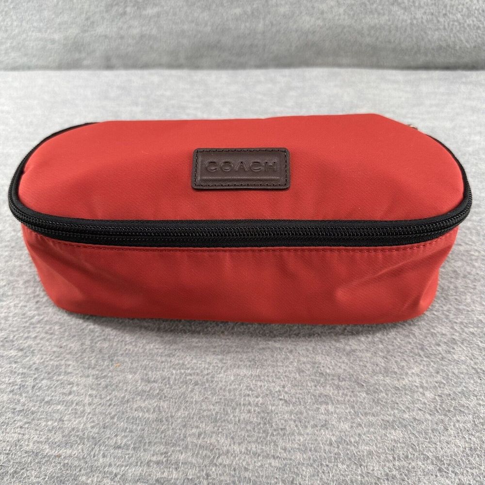 Coach Red Travel Pouch Zipped Bag  (PU2)